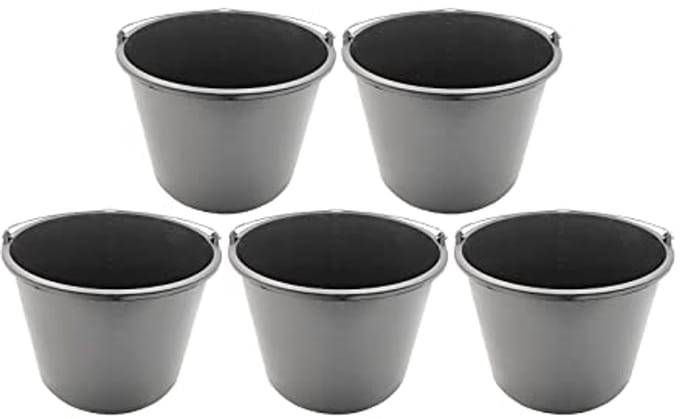 Bouwemmer 20 Liter - Set van 5 Stuks - Extra Stabiel met Handvat en Schaalverdeling