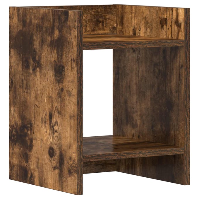 vidaXL - Plantenstand - Gerookt - eiken - 30 - x - 30 - x - 40 - cm - Bewerkt - hout