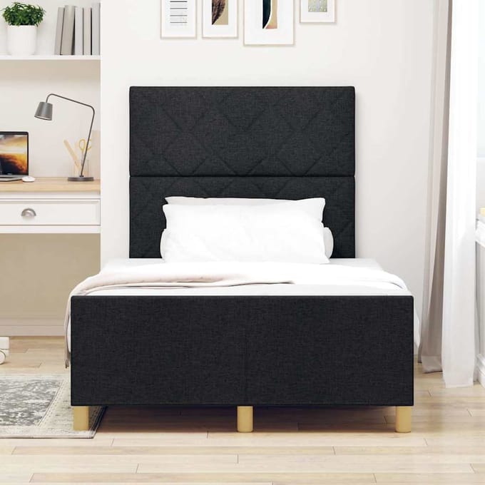 vidaXL - Bedframe - met - hoofdeinde - Zwart - 120 - x - 200 - cm - Stof