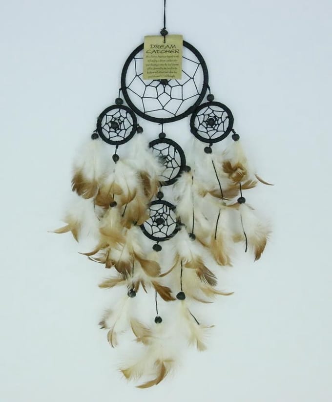 Dromenvanger / Dreamcatcher Ø9cm met kleintjes  - zwart