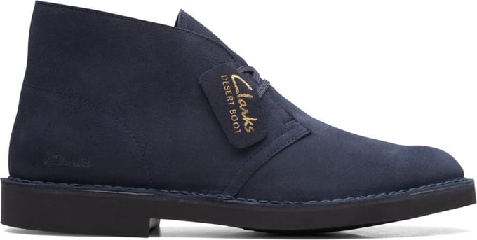 Clarks - maat 46 - Veterboot Desert Boot Evo Navy Blauw Suède Verwisselbaar Voetbed