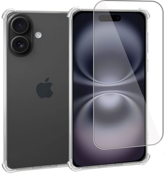 Geschikt voor Apple iPhone 16 - Hoesje + Screenprotector – Gehard Glas Cover + Shock Proof Case - Transparant