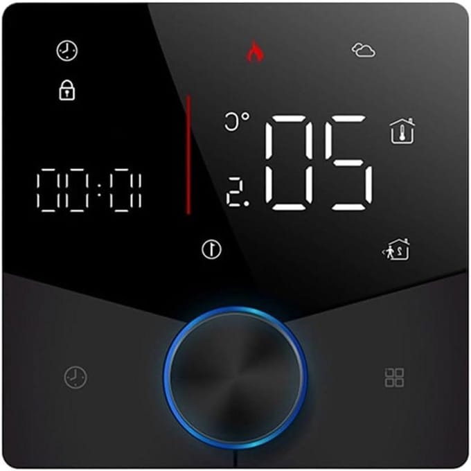 Slimme Thermostaat - Temperatuurregelaar App - Energie Besparen - 7-Daags Programma - Inbouw Paneel - Zwart
