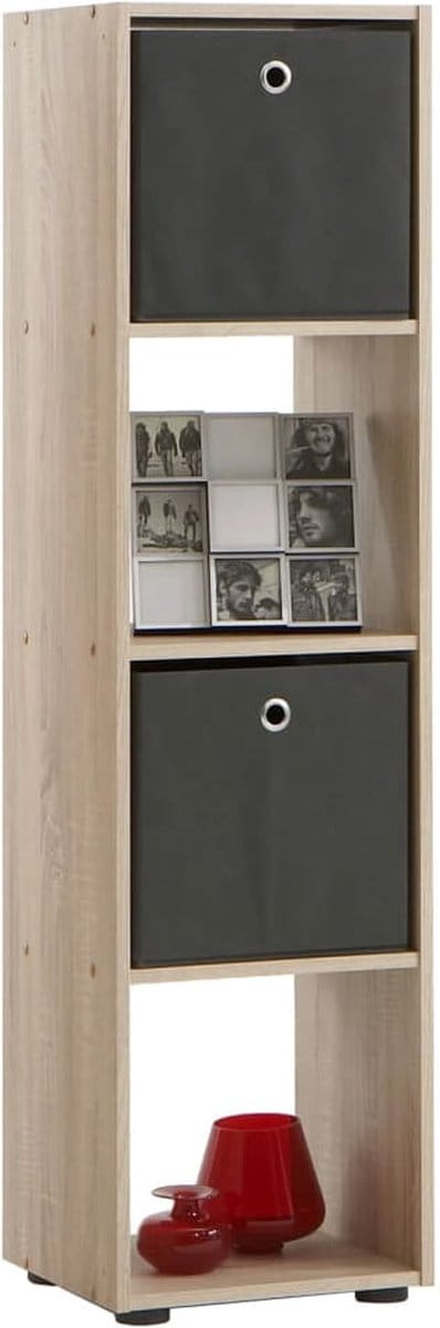 Vakkenkast Camiel Eiken - Breedte 36.5 cm - Hoogte 140.5 cm - Diepte 33 cm