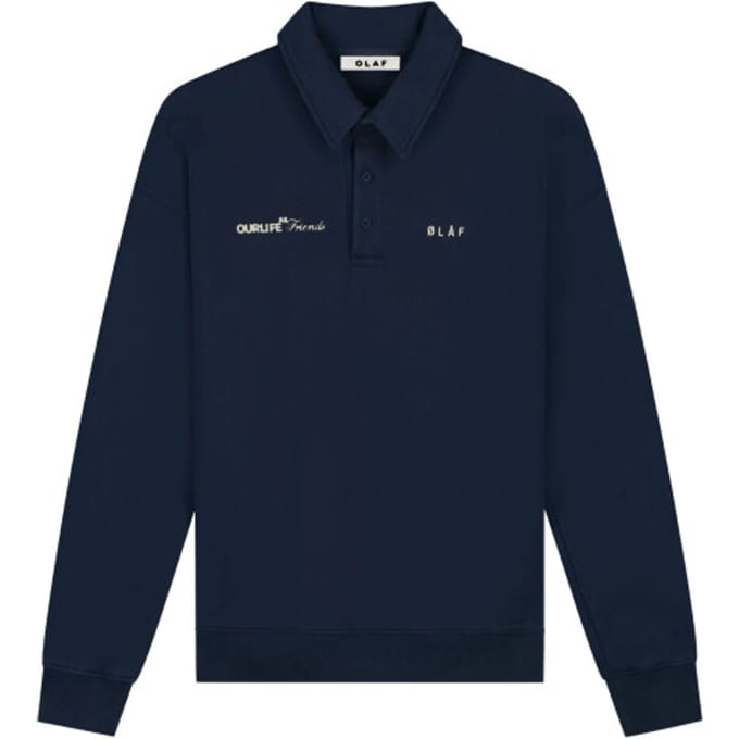 Olaf Script Friends Oversized Polo Polos Donkerblauw M240206