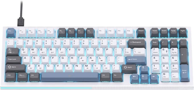 Mechanical Keyboard - Mechanisch Toetsenbord Gaming -Grijs met wit