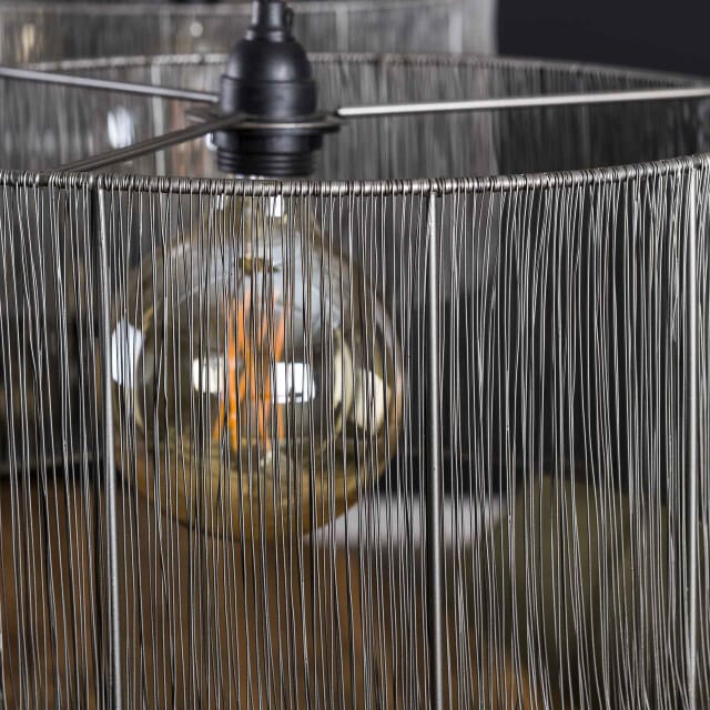 Hoyz Hoyz hanglamp 2l stringshade metaal zwart nikkel 120x45x150