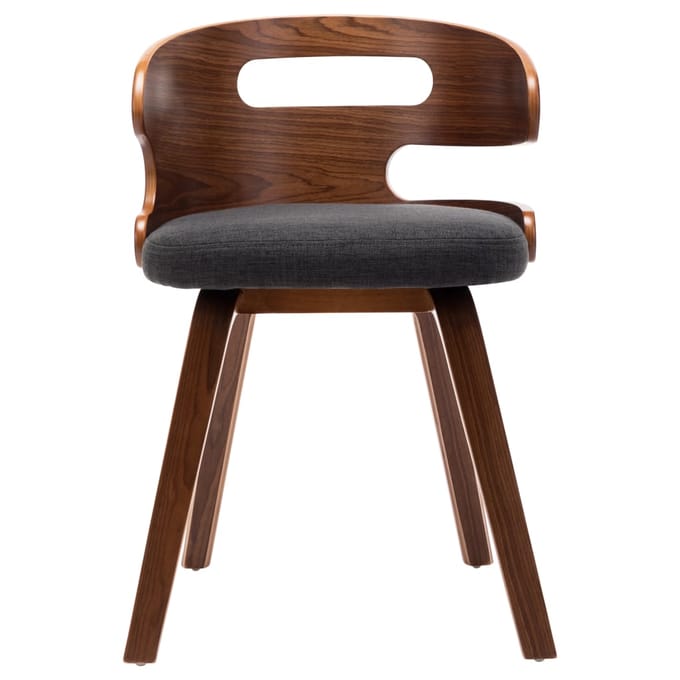 vidaXL - Eetkamerstoelen - 2 - st - gebogen - hout - en - stof - donkergrijs