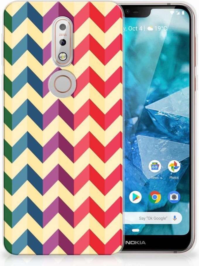 Nokia 7.1 TPU bumper Zigzag Multi Color