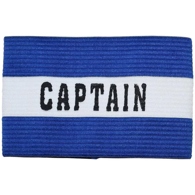 Precision Aanvoerdersband Captain Polyester Blauw/wit Maat M