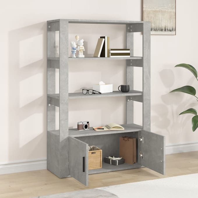 vidaXL - Dressoir - 80x30x119,5 - cm - bewerkt - hout - betongrijs