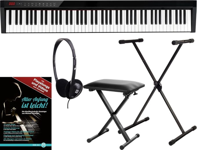 Easy-Piano 88 Toetsen - Draagbaar Keyboard met Aanslagdynamiek, Bluetooth en Accu