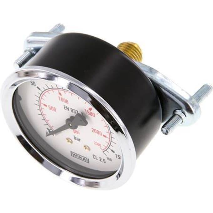 0..160 Bar Paneelmontage Manometer Staal/Messing 63 mm Klasse 2.5 (Beugel) - MW016063SH-TP
