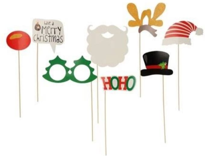 Wondersathome Photo Booth Props - Kerst foto maken - Set van 8