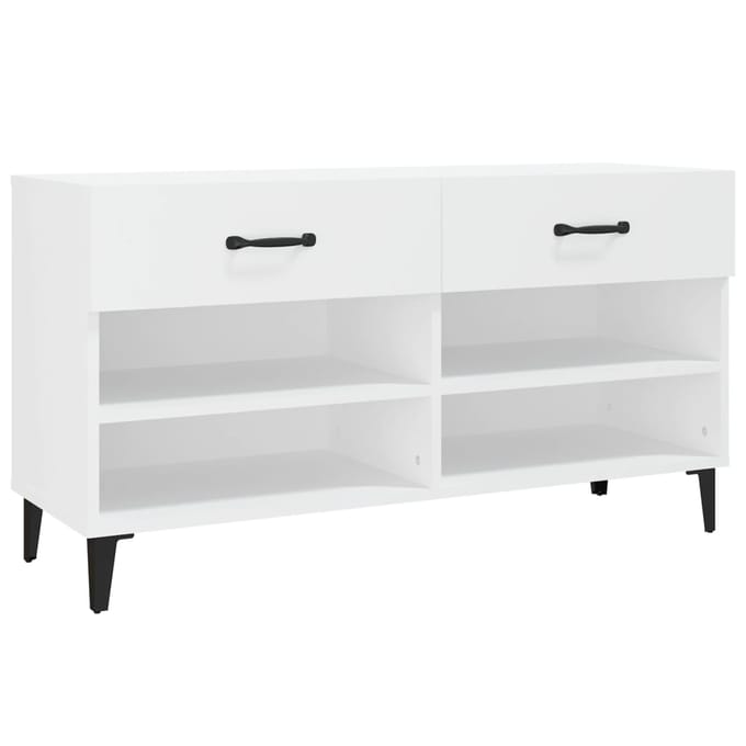 vidaXL - Schoenenkast - 102x35x55 - cm - bewerkt - hout - wit