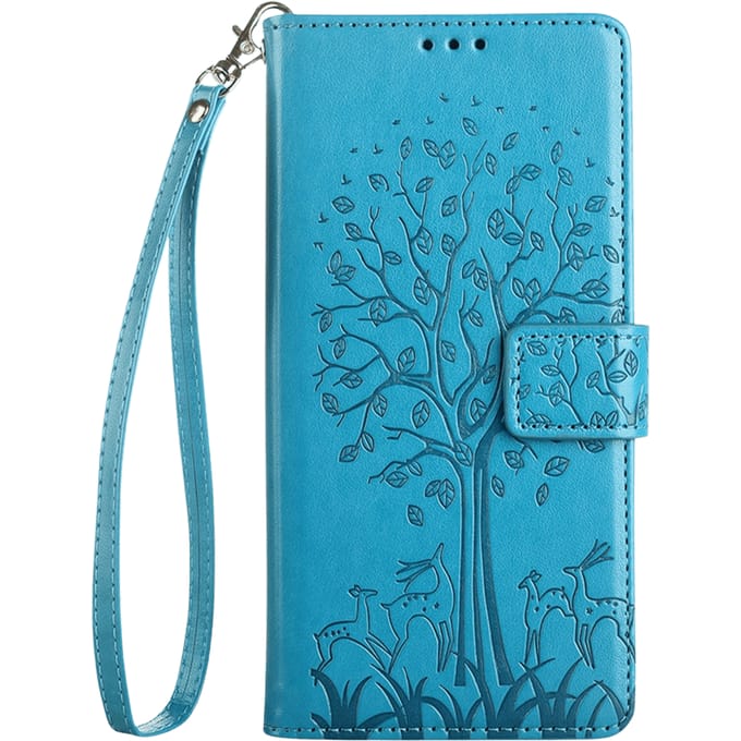 Mocaa Samsung Galaxy A15 Bookcase Gravure Hertjes Blauw
