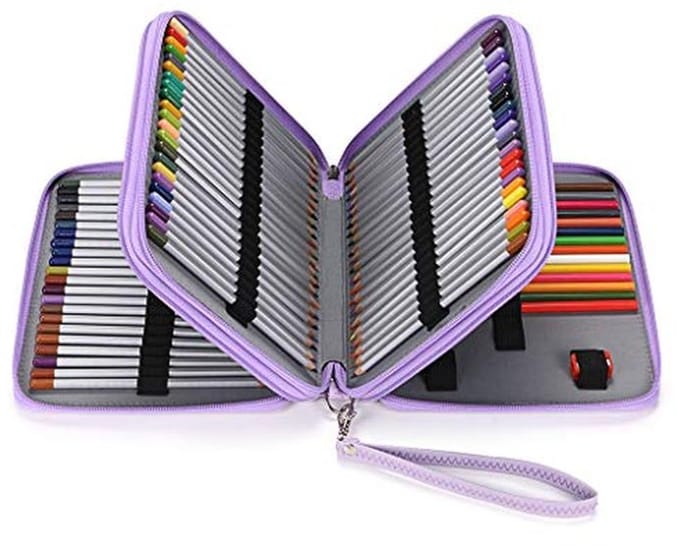 Deluxe PU-leren etui voor kleurpotloden met 120 vakjes