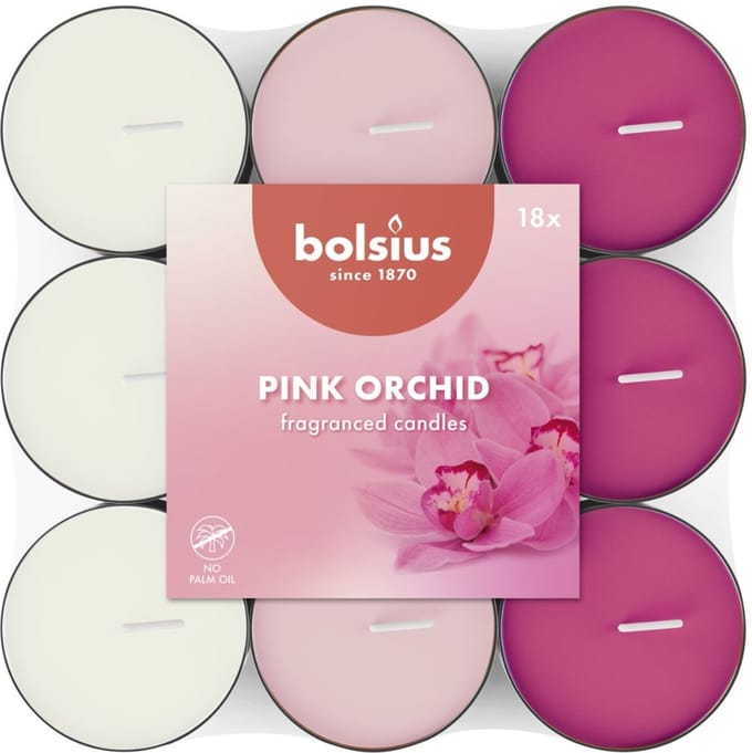 Bolsius - Geurtheelicht - 18 stuks per verpakking - Orchid Scented
