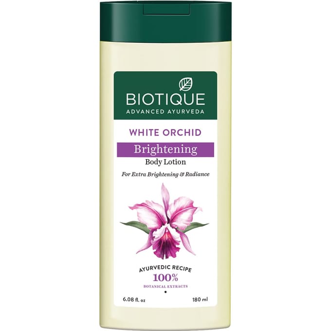 Lotion Corporelle Éclaircissante Orchidée Blanche Biotique 180ml Pour une Peau Éclatante Éclat Instantané Élimination du Bronzage white