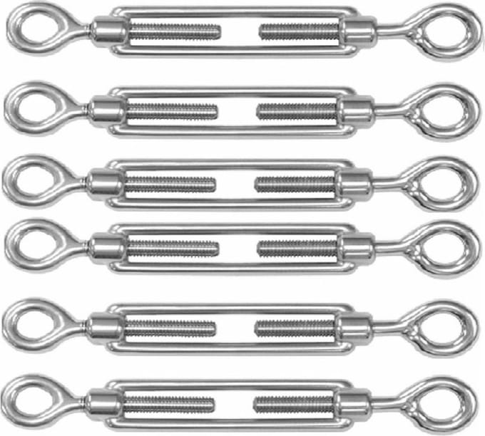 Dulimex Spanschroeven/draadspanner met oog/oog - 6x - 5cm - verzinkt zamak - 50kg - M5 schroefdraad
