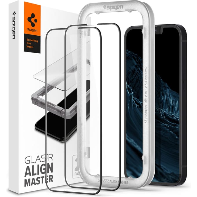 Spigen AlignMaster Geschikt voor Apple iPhone 17e / 16e / 14 / 13 / 13 Pro - 9H Tempered Glass Screen Protector - Case Friendly - Gemakkelijke Installatie - 2-Pack