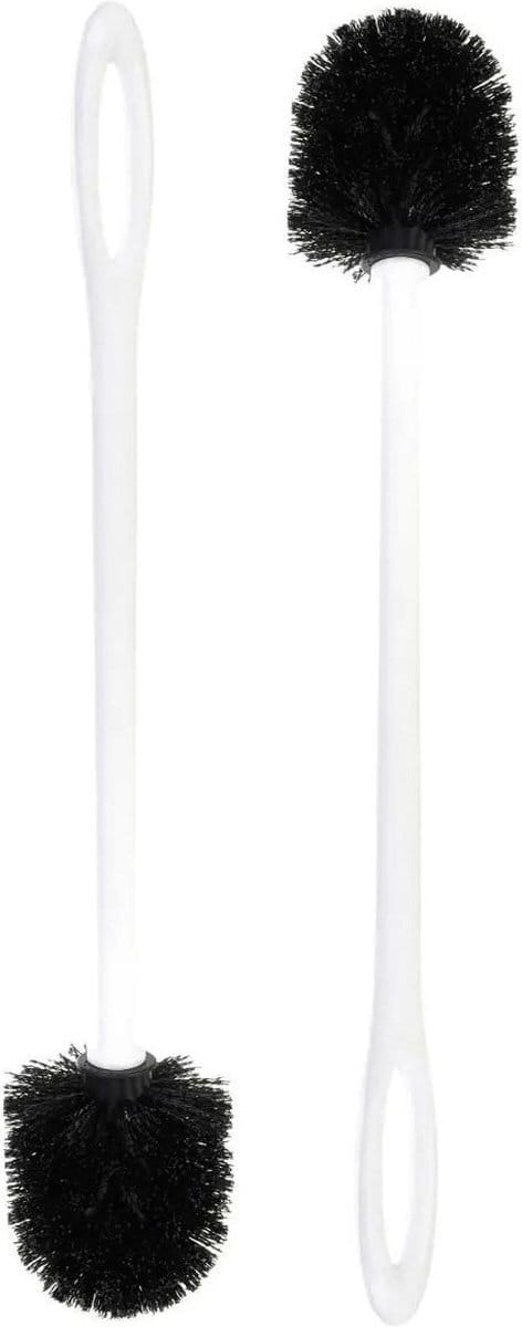 WC-/toiletborstel - 2x stuks - wit - kunststof - 46 cm
