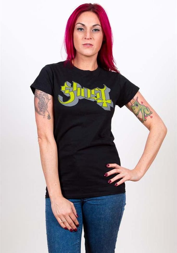 Ghost - Green/Grey Keyline Logo Dames Tshirt - M - Zwart