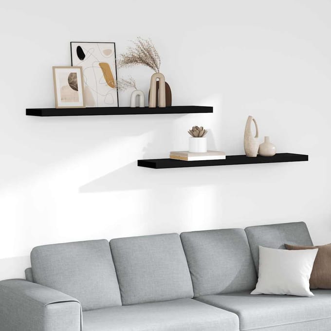 vidaXL - Wandschappen - zwevend - 2 - st - 120x23,5x3,8 - cm - MDF - zwart