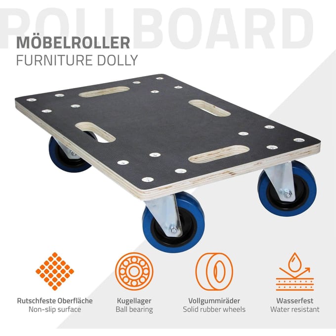 Meubeldolly 35 x 50 cm gemaakt van multiplex Laadvermogen 800 kg