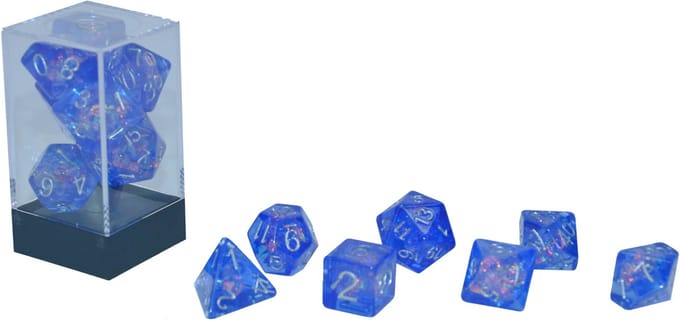 HOT Games dobbelstenen set blauw kunststof D20 D12 D10 D8 D6 D4.