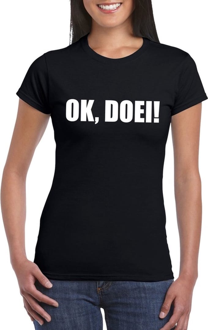 Ok Doei dames shirt zwart - Dames feest t-shirts S