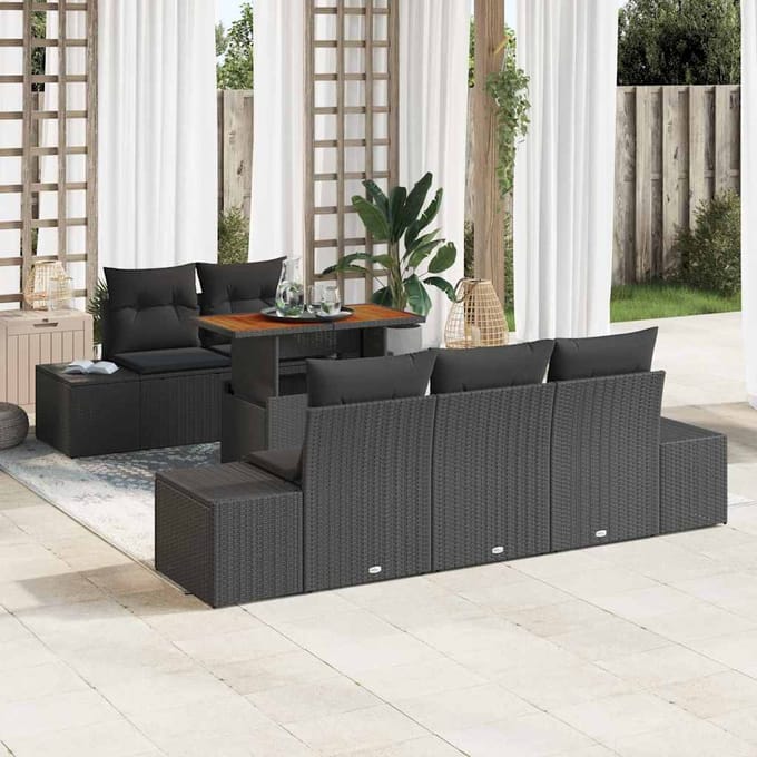vidaXL - Tuinbank - Set - 6 - st - Zwart - 100 - x - 55 - x - 73 - cm