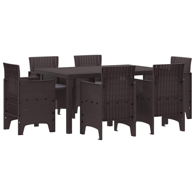 vidaXL - Tuin - Eettafel - Set - 7 - st - Bruin - Polt - riet