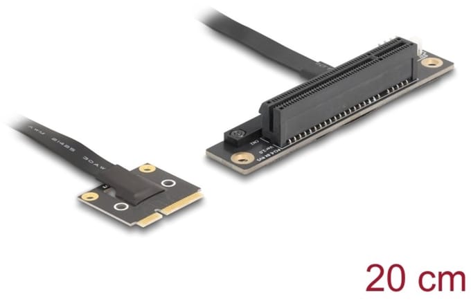 Delock Adapter Mini PCIe male to PCIe 3.0 x8 slot 90° angled with cable 20 cm