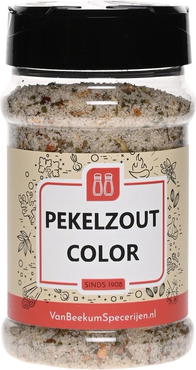 Van Beekum Specerijen - Pekelzout Color - Strooibus 250 Gram