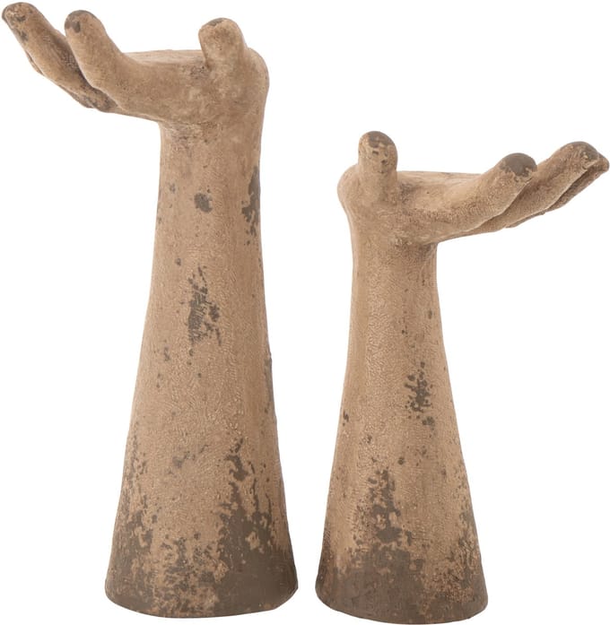 J-Line decoratie Handen Antiek - polyresin - beige - set van 2