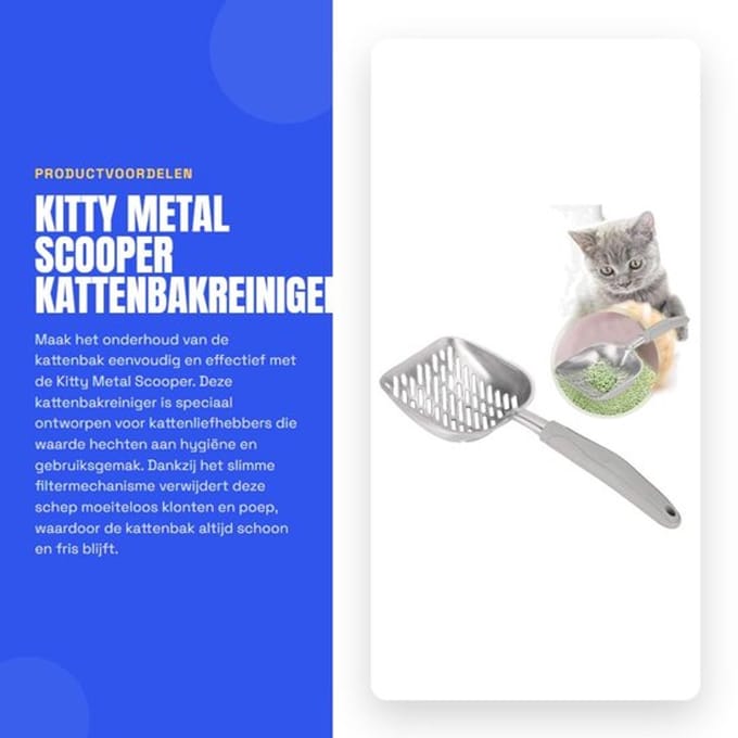Kattenbakreiniger Effectief - Kattenbak Schep - Kattenbakvulling - Antislip Handvat - Lichtgewicht - Duurzaam Materiaal - Kattenbakschep