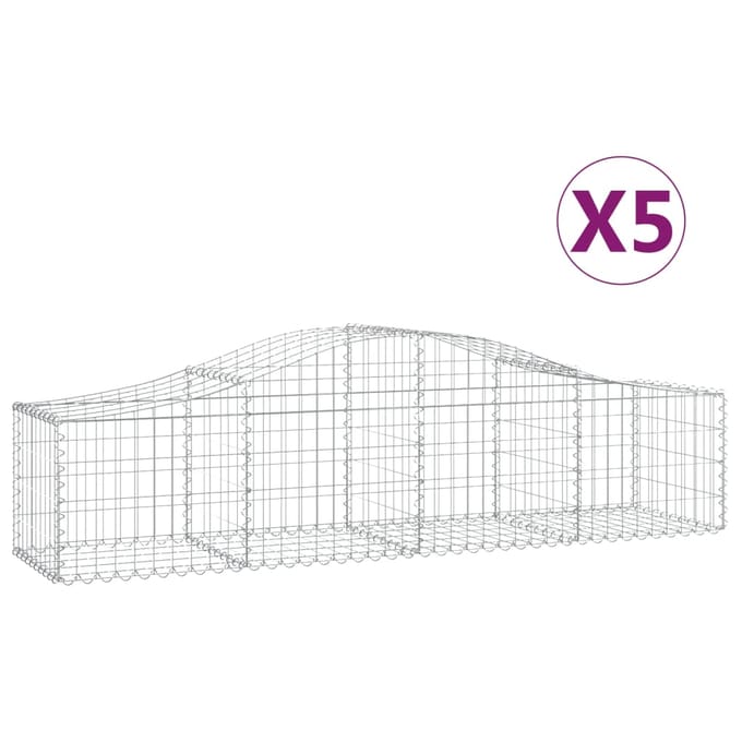 vidaXL - Schanskorven - 5 - st - gewelfd - 200x50x40/60 - cm - gegalvaniseerd - ijzer