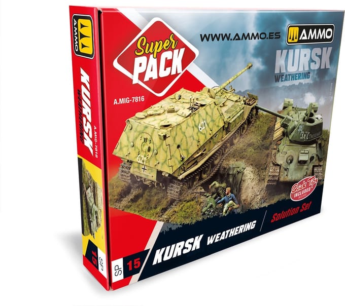 AMMO by Mig Jimenez Modelbouwdecoratie - MIG 7816 Super Pack - Kursk WWII Verwering voor Modelbouw - Solution Set Effecten set