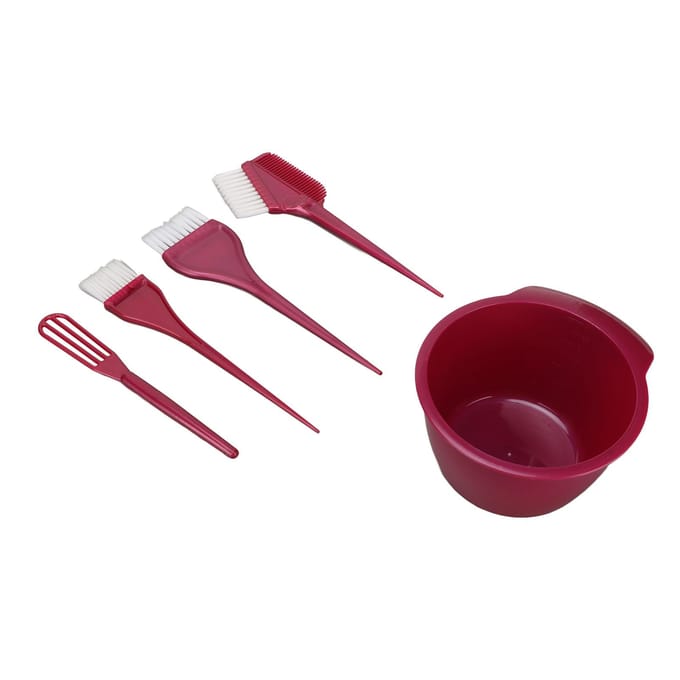 5 stuks Haarkleurverf Kit Nylon Vezel Borstels Mengkom Puntige Handgreep Haarkleurmiddelen brown