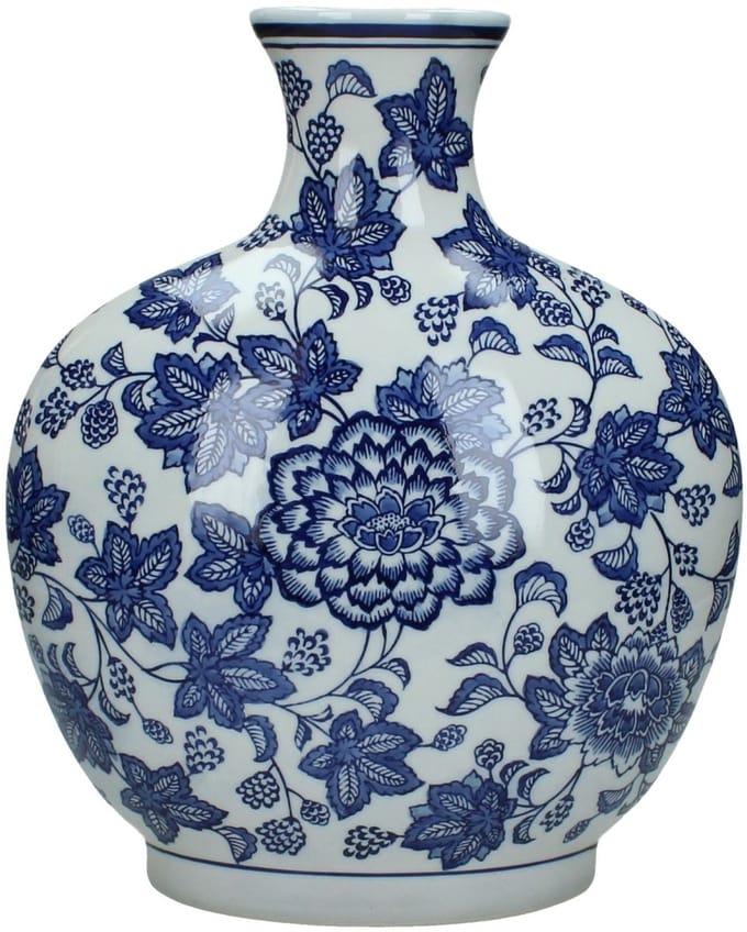 Wants&Needs Vaas - Porselein - Blauw - halfrond ovaal 26 X 12 X 32