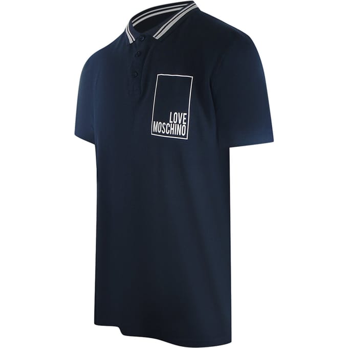 Love Moschino Marineblauwe Poloshirt Met Klein Wit Logo