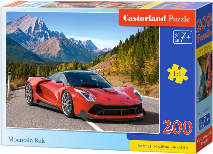 Castorland Mountain Ride – Puzzel – 200 stukjes – Bergen – Supercar - Premium kwaliteit