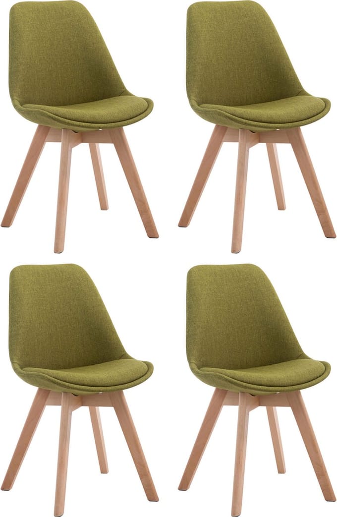 CLP Borneo V2 Set van 4 eetkamerstoelen - Stof groen natura