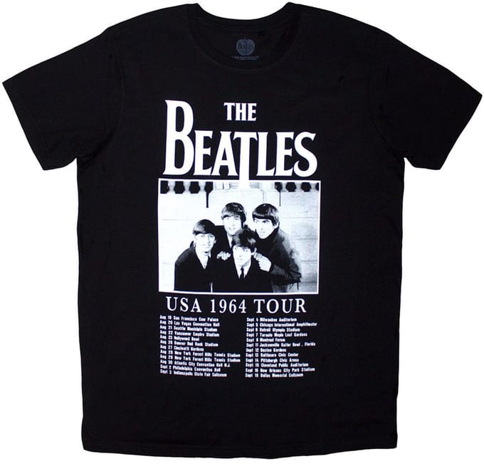 The Beatles - Tour '64 Dates Heren T-shirt - M - Zwart