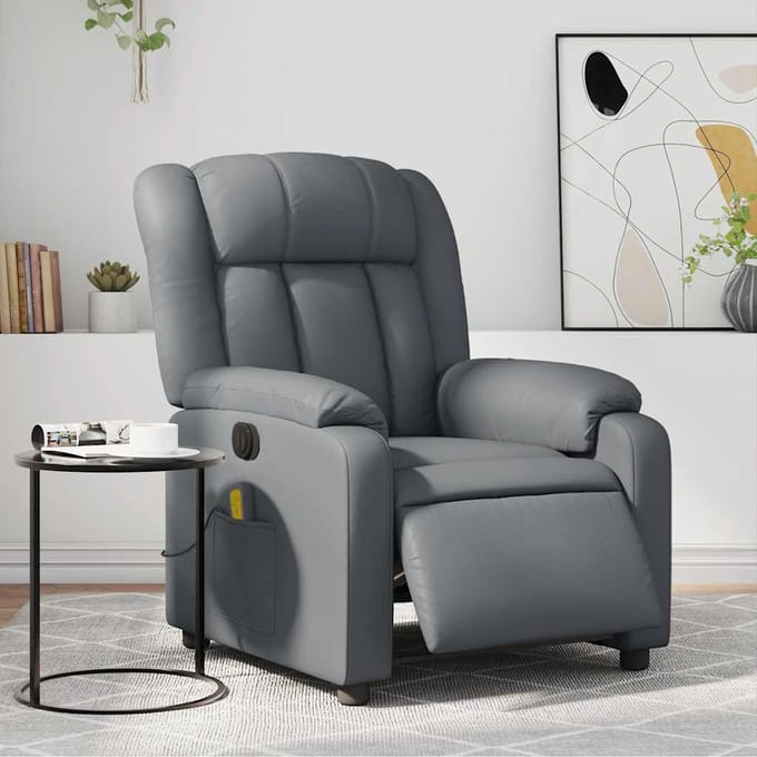 vidaXL - Massagestoel - verstelbaar - elektrisch - kunstleer - grijs