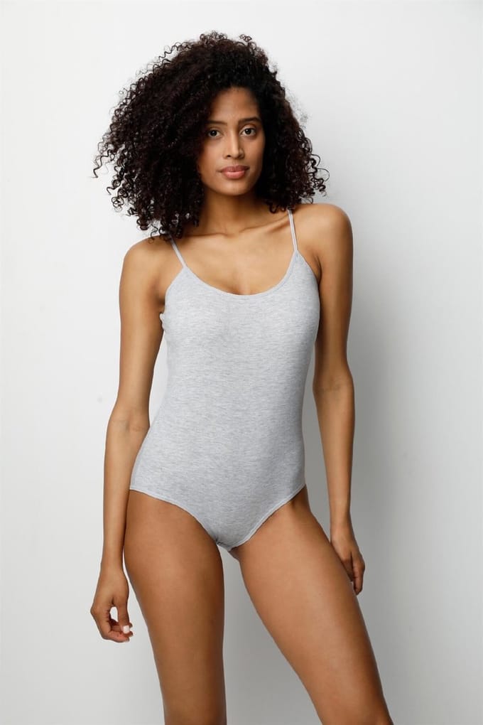 2 pack-Bodysuit Met Haak en Met Spaghettibandjes voor Dames-Grijs-M