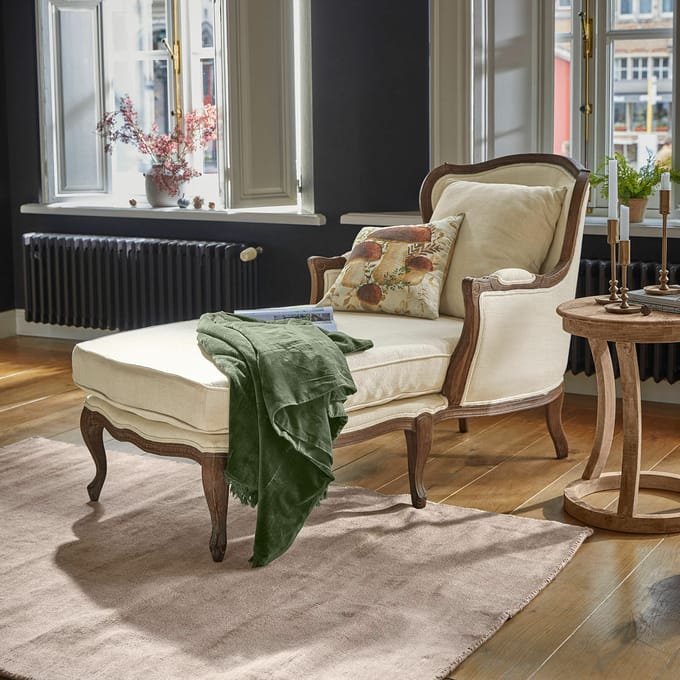 LOBERON Chaise longue Muel crème/bruin