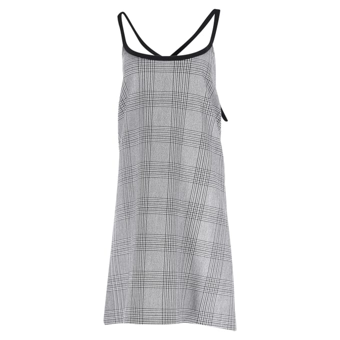 Maje geruite mini-jurk met gekruiste bandjes in grijs polyester