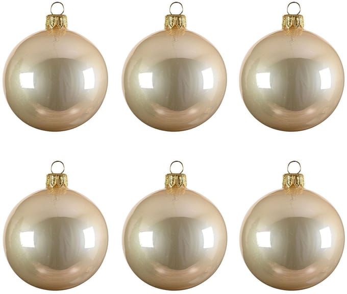 Decoris kerstballen - 6x st - licht parel/champagne - D8 cm - glas - kerstversiering